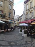 Wiesbaden street with Italian restaurants